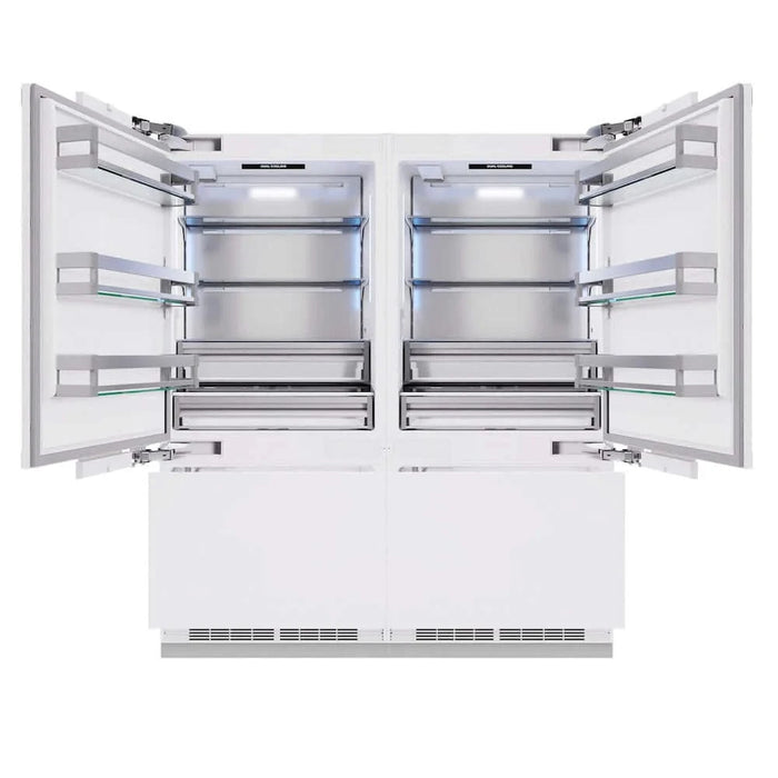 ZLINE 72" Panel Ready Built-In Bottom Freezer Refrigerator,Water Dispenser, Ice Maker, Polished Gold RBITZ-72-G