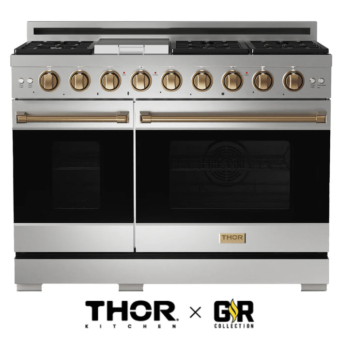 Gordon Ramsay by THOR Kitchen 48"Professional Propane Gas Range, Stainless Steel, Bronze, RSG48ELP-BRZ