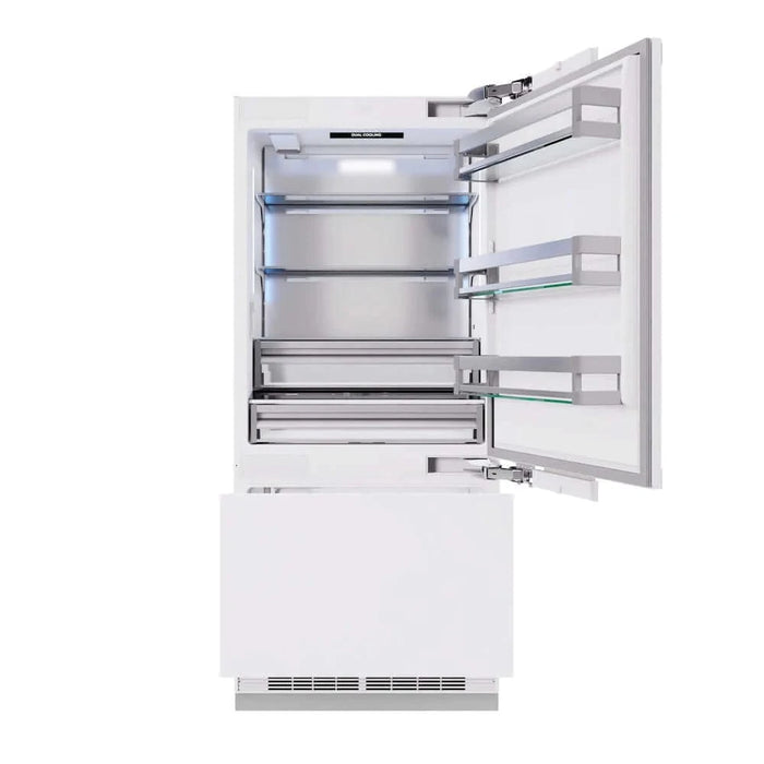 ZLINE 36" Panel Ready Built-In Bottom Freezer Refrigerator,Water Dispenser, Ice Maker, Champagne Bronze RBITZ-36-CB