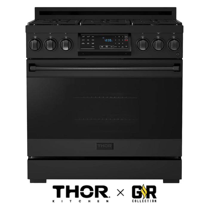 Gordon Ramsay by THOR Kitchen 36"Professional Natural Gas Range, Matte Black, RSG36B