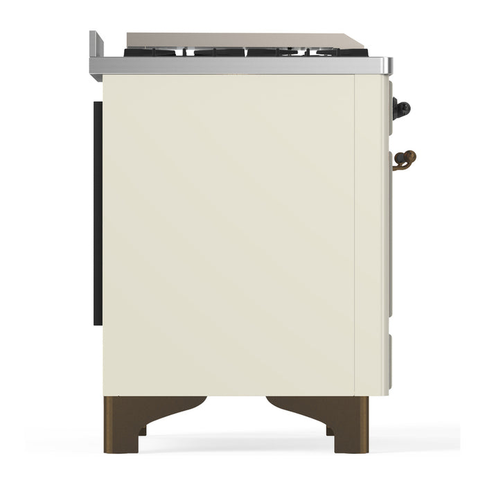 ILVE Majestic III 40" Dual Fuel, Range, Antique White, Burnished Trim UMD40FNR3AWB