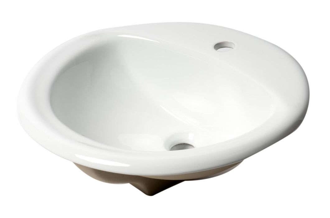 ALFI brand White 21" Oval Drop In Ceramic Sink, Faucet Hole ABC802