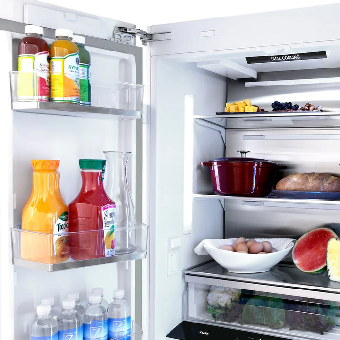 ZLINE Autograph Edition 36" Panel Ready Built-In Bottom Freezer Refrigerator, Water Dispenser, Ice Maker, Accents RBIVZ-36-CB