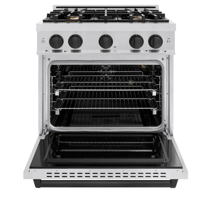 ZLINE 30" Classic Gas Range, Convection Gas Oven Stainless Steel, Matte Black CGRZ-30-MB