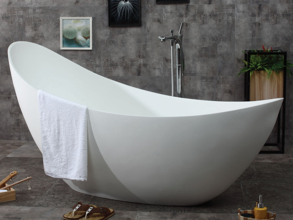 ALFI brand 73" White Solid Surface Smooth Resin Soaking Slipper Bathtub AB9951