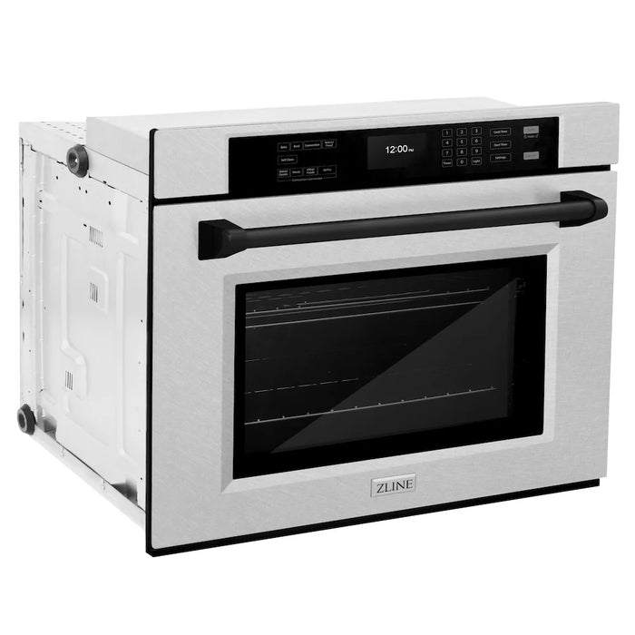 ZLINE 30"Professional True Convection Single Wall Oven, Air Fry, Self Clean, DuraSnow® Matte Black WASSZ-30-MB