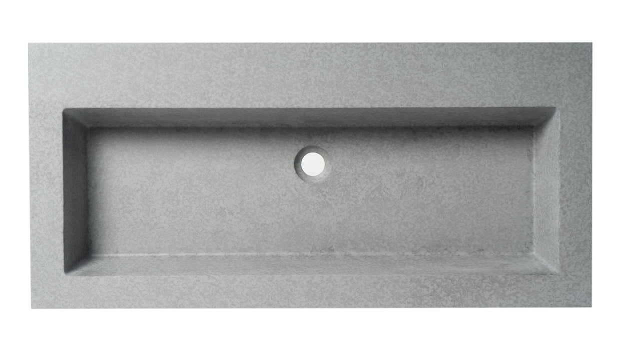 ALFI brand 40" Solid Concrete Gray Matte Trough Sink for the Bathroom ABCO40TR