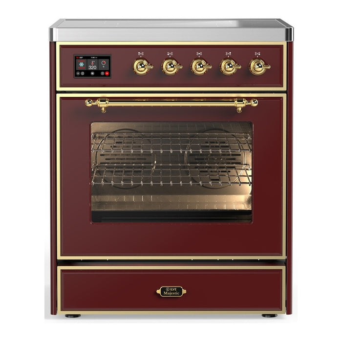 ILVE Majestic III 30" Induction Range, Burgundy, Burnished Trim UMIB30NR3BUB