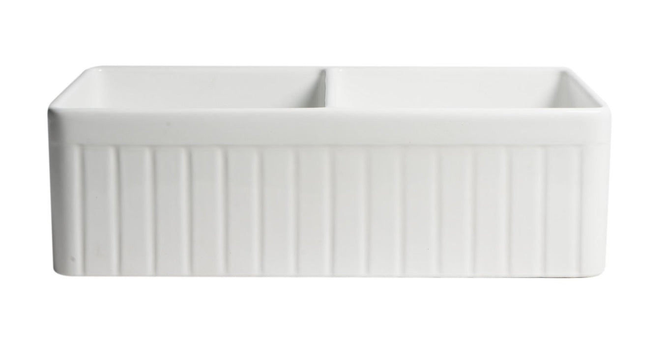 ALFI brand Smooth Apron 33" Double Bowl Fireclay Farm Sink ABF3318D