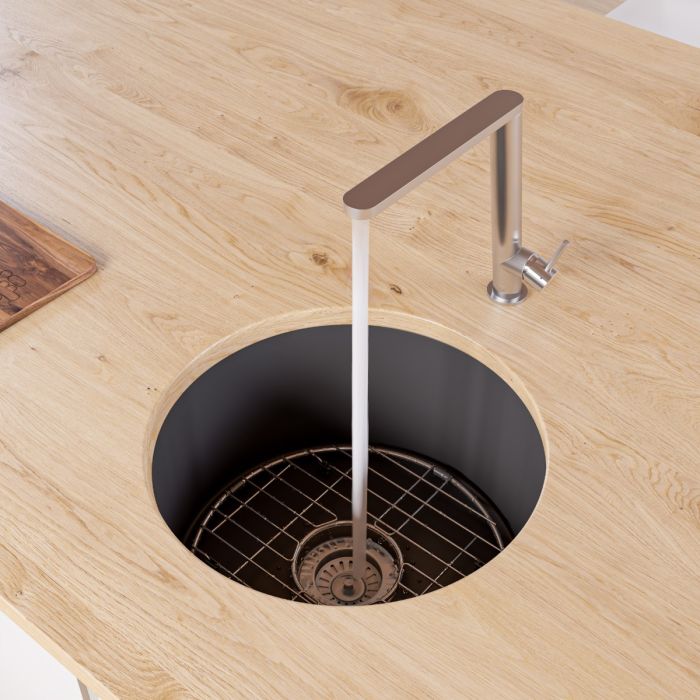 ALFI brand Round 18" Undermount / Drop In Fireclay Prep Sink ABF1818R