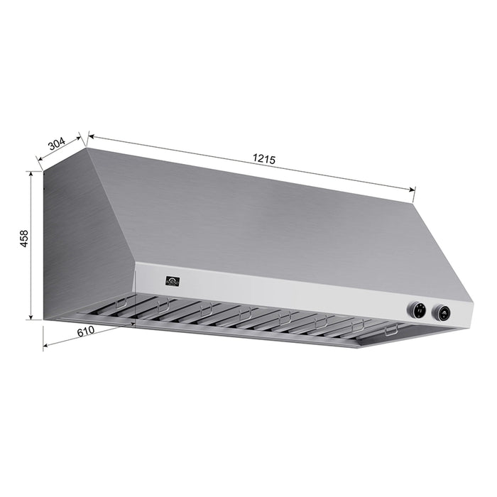 Forno 48'' 1200 CFM Wall Mount Range Hood, Stainless Steel FRHWM5009-48