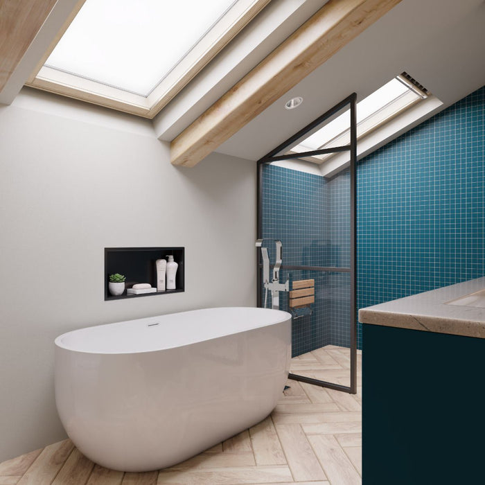 ALFI brand 59" White Oval Acrylic Free Standing Soaking Bathtub AB8838