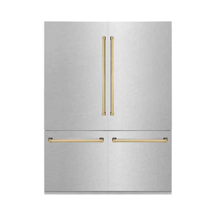 ZLINE Autograph Edition French Door Built-In Bottom Freezer Refrigerator, Water Dispenser, Ice Maker, Satin Stainless Steel, Accents RBIVZ-SN