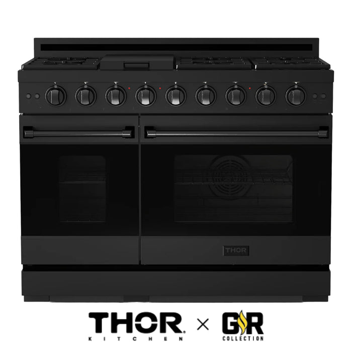 Gordon Ramsay by THOR Kitchen 48"Professional Natural Gas Range, Matte Black, RSG48EB