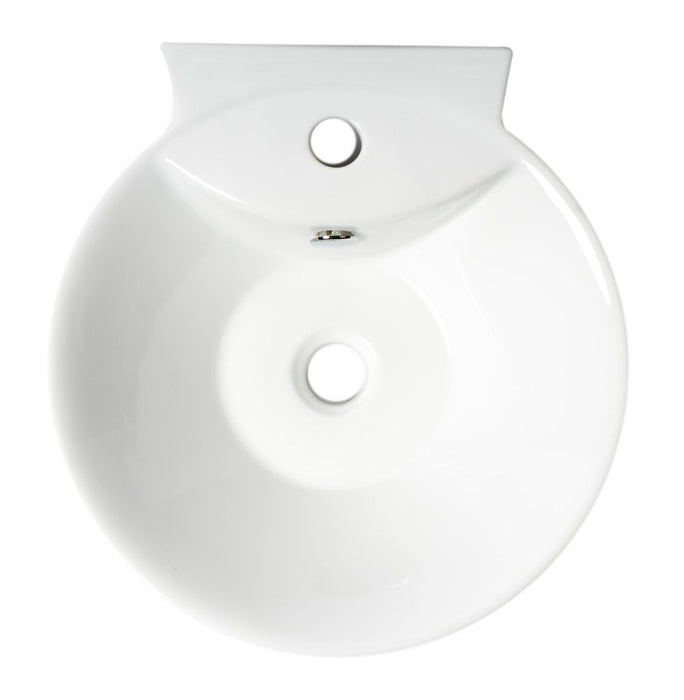 ALFI brand White 17" Round Wall Mounted Ceramic Sink, Faucet Hole ABC113