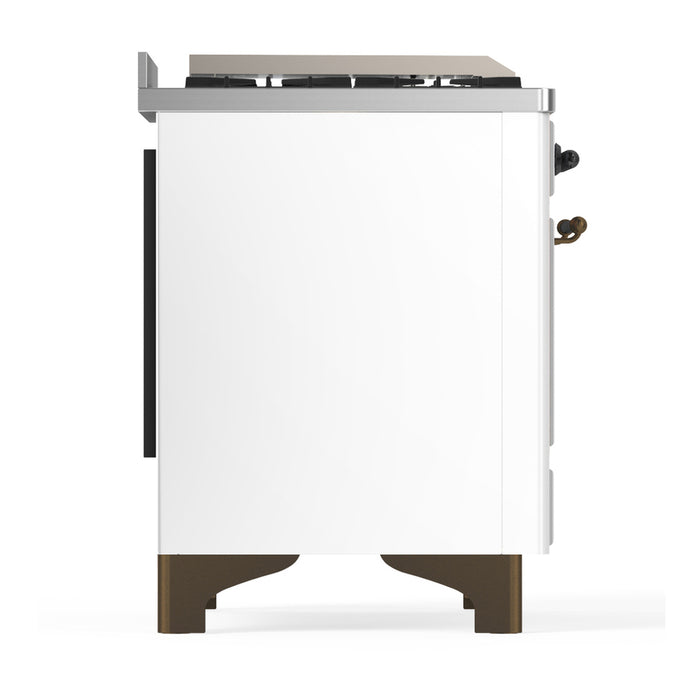 ILVE Majestic III 40" Dual Fuel, Range, White, Burnished Trim UMD40FNR3WHB