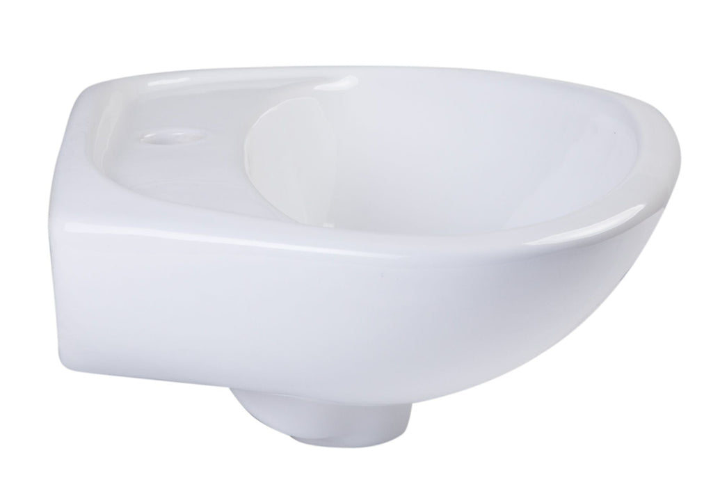 ALFI brand 17 1/4" White Rounded Porcelain Wall Mount Bathroom Sink Basin AB106