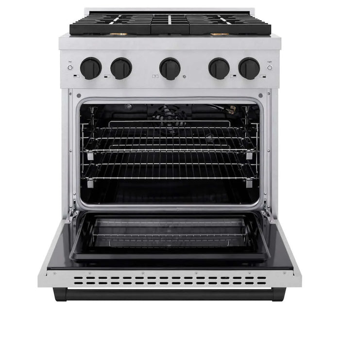 ZLINE 30"Gas Range, Convection Gas Oven , DuraSnow® Matte Black, SGRSZ-30-MB