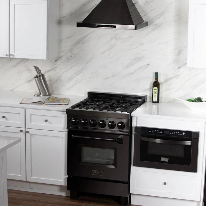 ZLINE Wall Range Hood, Black Stainless Steel, Charcoal Filters BSKBN-CF