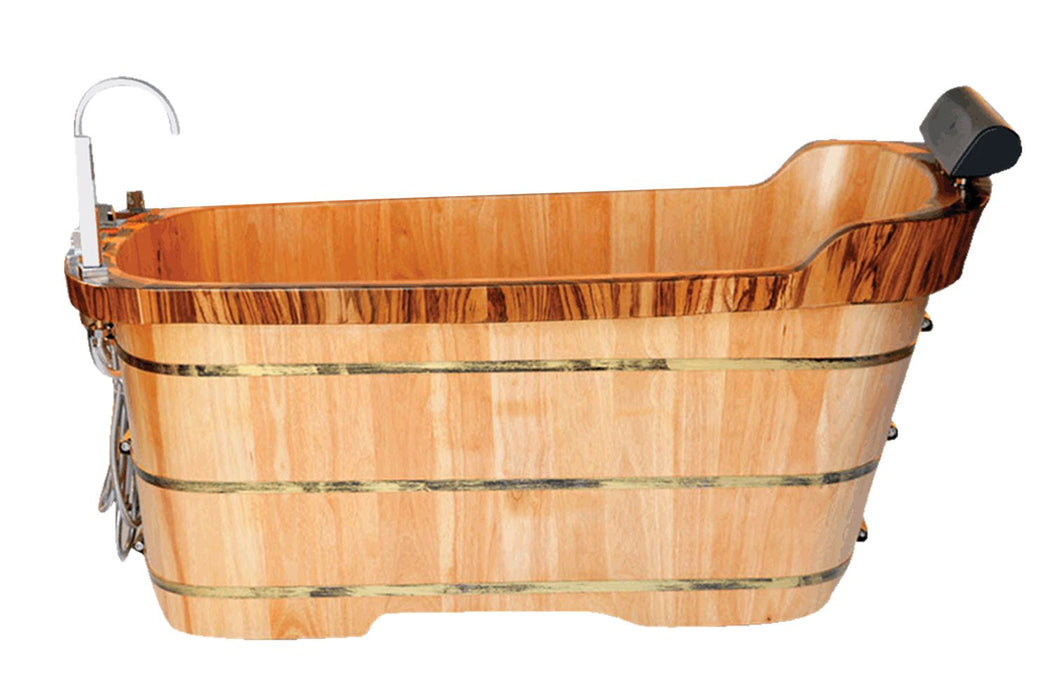 ALFI brand 59'' Free Standing Wooden Bathtub, Tub Filler AB1148