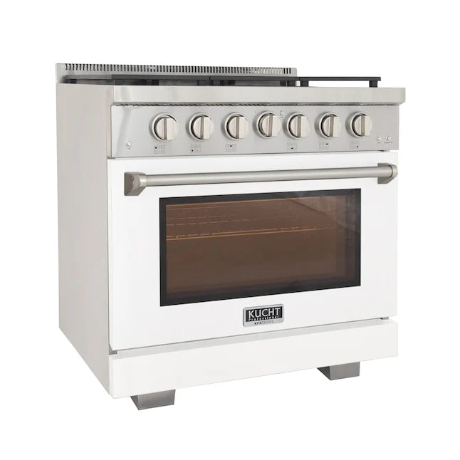 Kucht 36" Professional Gas Range, 6 Burners, Grill/Griddle, KFX360-W