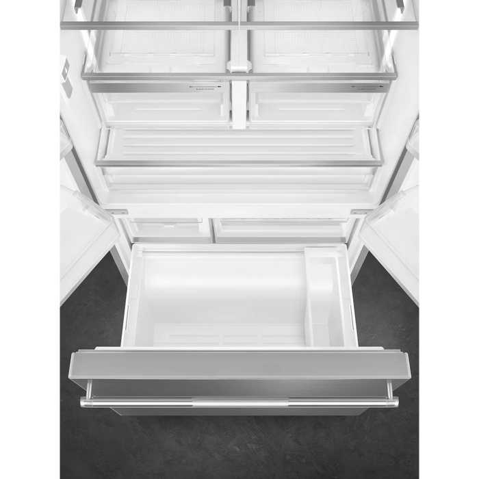 SMEG 36" Freestanding Counter Depth French Door Refrigerator, FD36UXIW