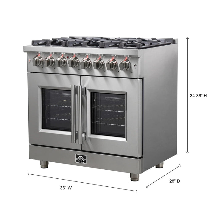 FORNO Massimo 36" French Door Dual Fuel Range FFSGS6325-36
