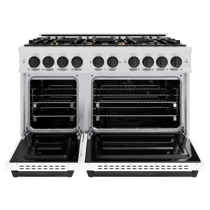 ZLINE 48" Dual Fuel Range, Gas Cooktop, Electric Convection Oven DuraSnow® Stainless Steel, Matte Black CDRSZ-48-MB