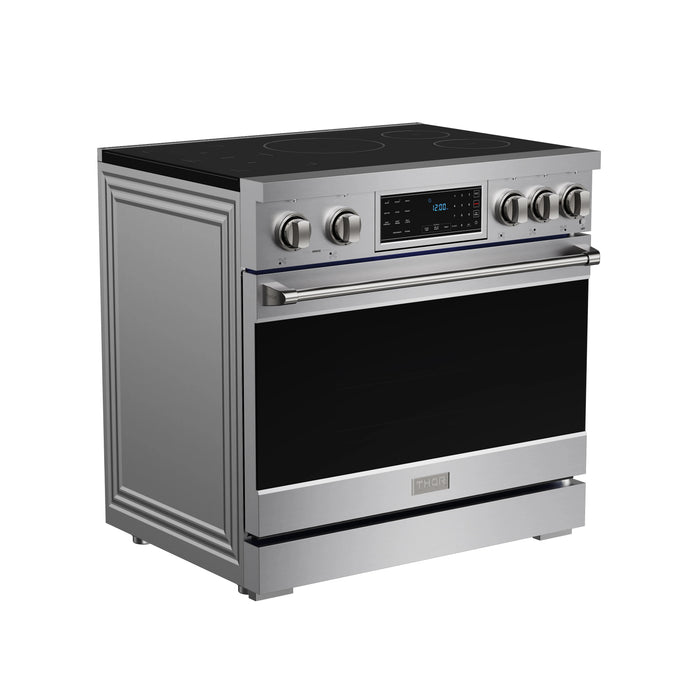 THOR Kitchen 36" 6 Professional Smooth Glass Top Induction Range - Open Door View