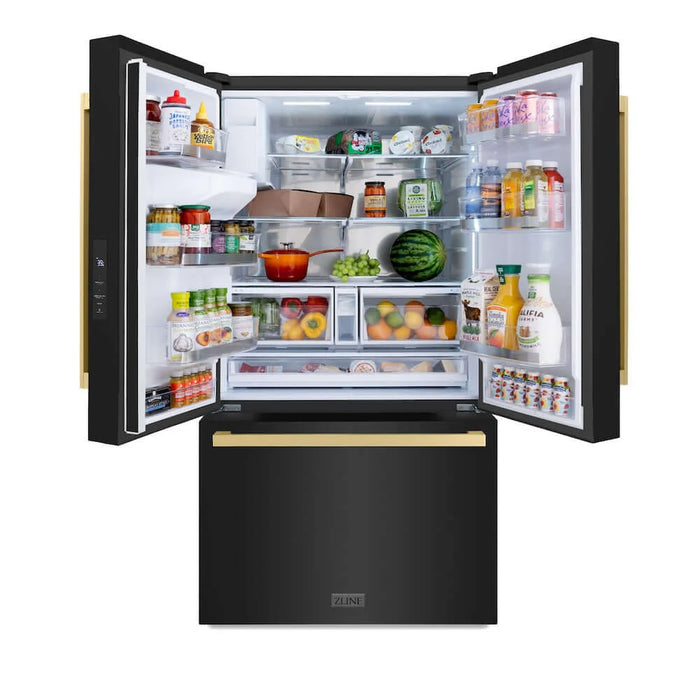 ZLINE 36" Refrigerator, Water, Ice Dispenser, Black Stainless, RSMZ-W36-BS-FCB