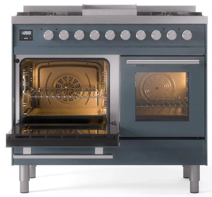 ILVE 40"Professional Plus Dual Fuel Range, Blue Grey UPD40FWMPBG