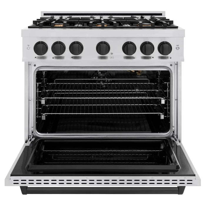ZLINE 36" Classic Gas Range, Convection Gas Oven Stainless Steel, Matte Black CGRZ-36-MB