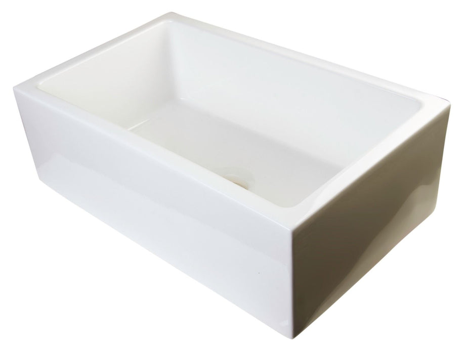 ALFI brand 30" Smooth Solid Thick Wall Fireclay One Bowl Farm Sink AB3018SB