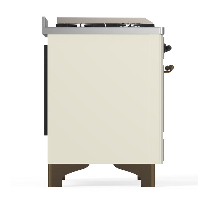 ILVE Majestic III 48" Dual Fuel, Range, Antique White, Burnished Trim UM48FSNR3AWB