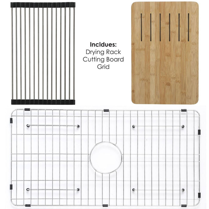 ALFI brand White 32" Workstation Step Rim Single Bowl Fireclay Undermount / Drop In Kitchen Sink ABFS3219SUD-W