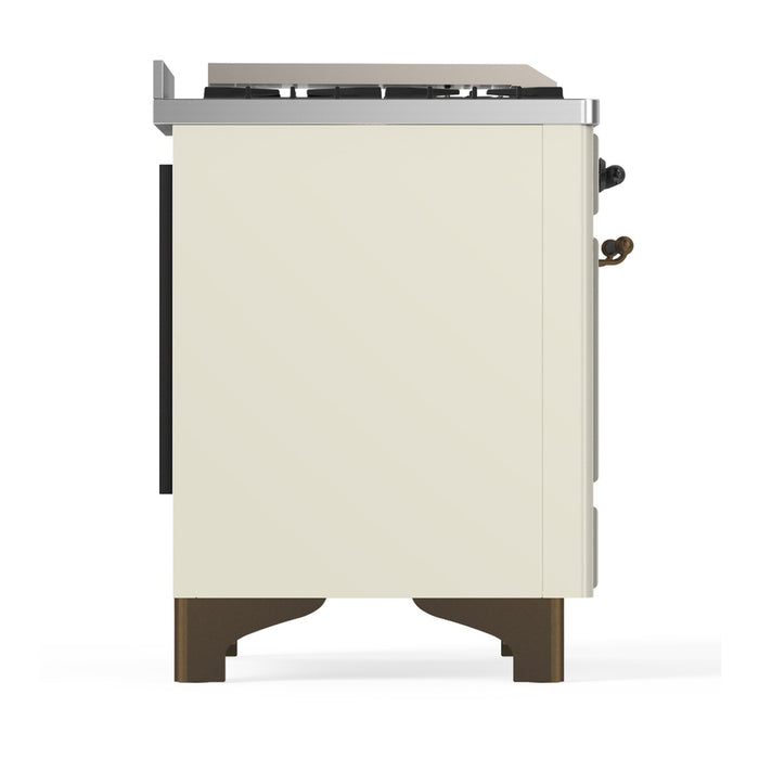 ILVE Majestic III 60" Dual Fuel Range, Antique White, Burnished Trim UM60FSQNR3AWB