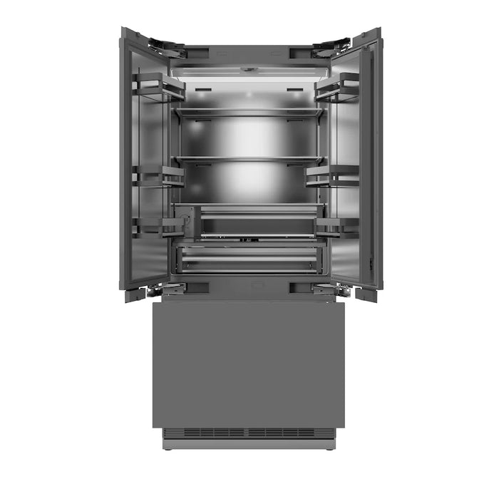 ZLINE Autograph Edition 36" Panel Ready French Door Built-In Bottom Freezer Refrigerator SRBIVZ-36-CB