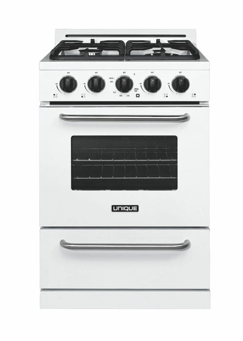 UNIQUE Classic 24" White Off Grid Propane Range, UGP-24G OF1 B