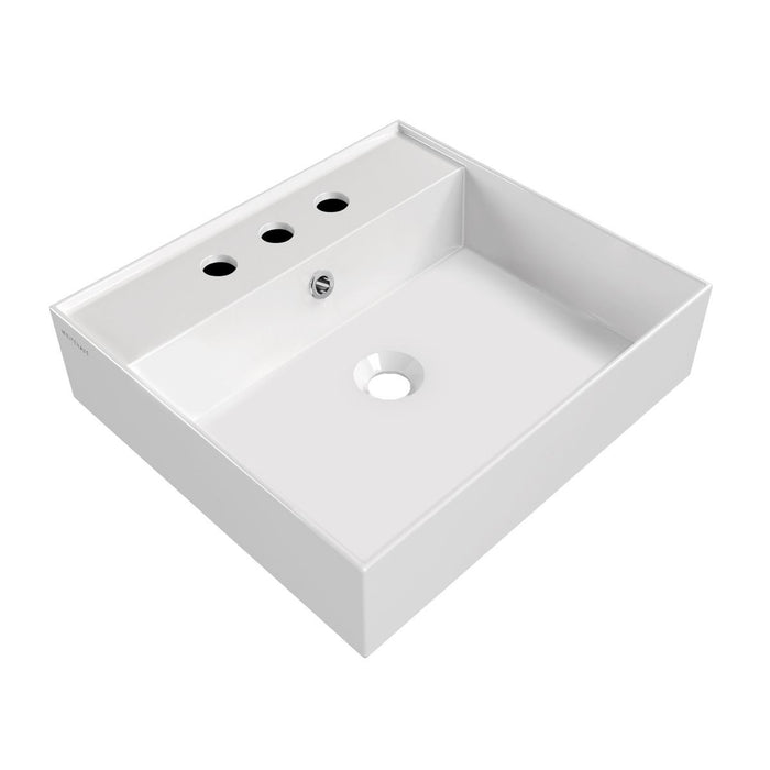 Whitehaus 20" Rectangular Basin, Single Faucet Drilling, Overflow B-AG51-1H