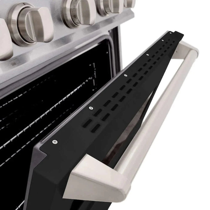 ZLINE 30" Classic Gas Range, Convection Gas Oven DuraSnow® Stainless Steel, Black Matte Door CGRS-BLM-30