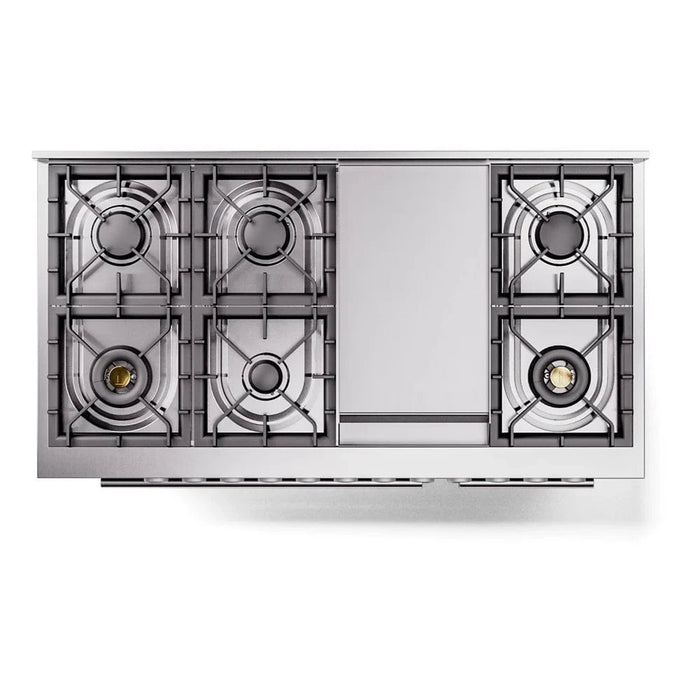 ILVE 48"Professional Plus Dual Fuel Range, Blue Grey UP48FWMPBG