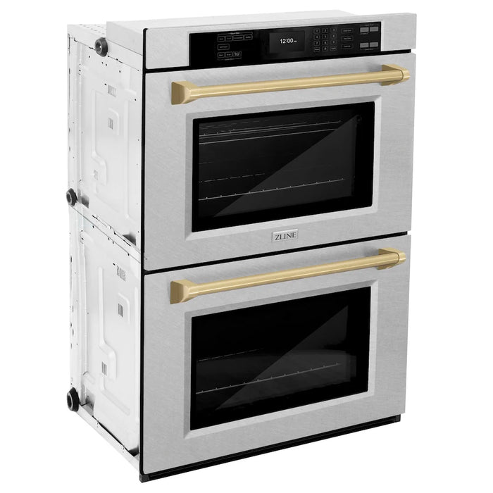 ZLINE 30"Professional True Convection Double Wall Oven, Air Fry, Self Clean, DuraSnow® Champagne Bronze WADSZ-30-CB