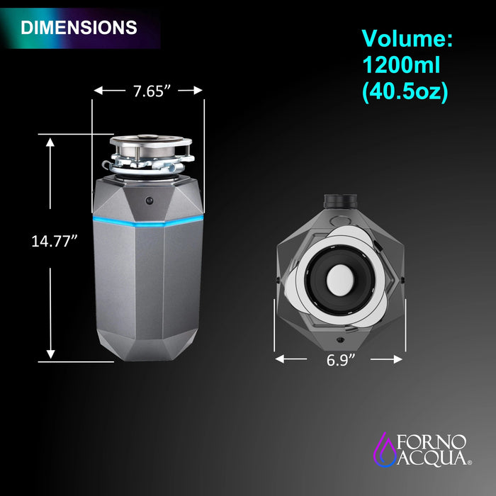 FORNO ACQUA BrightDiamond 1HP Super Quiet Garbage Disposal Motion Sensor WDD100TA1BO