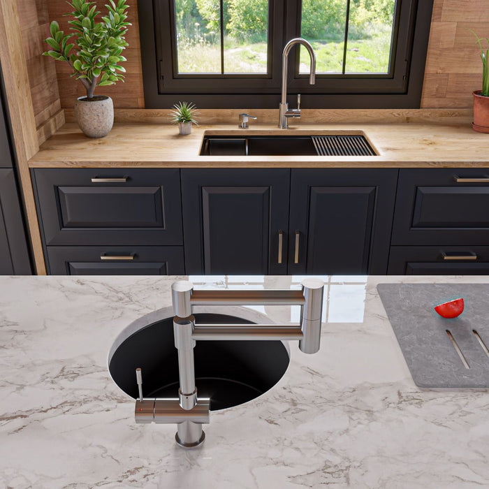 ALFI brand 34" Granite Composite Workstation Step Rim Sink, Accessories AB3418SBUM