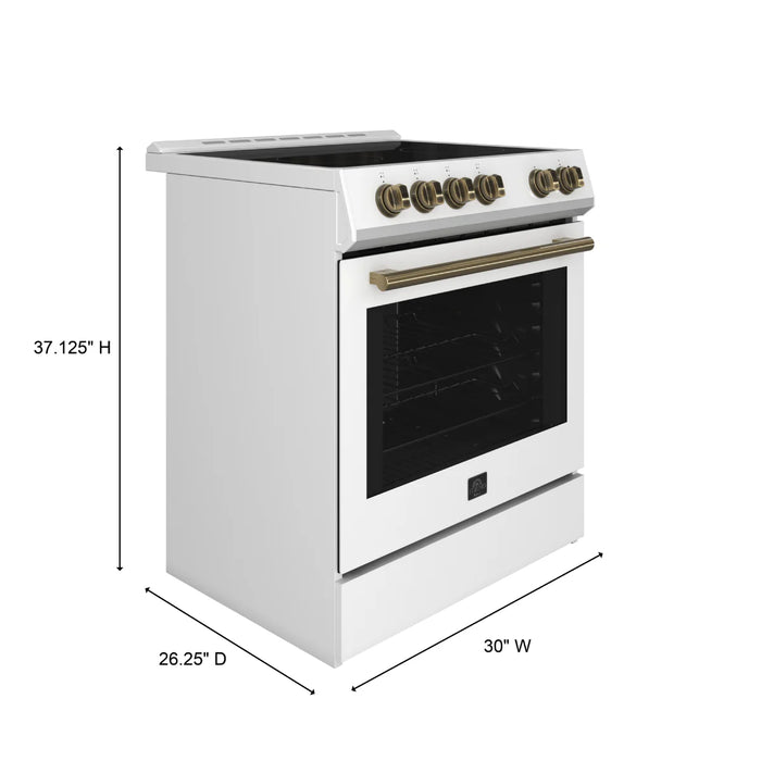 FORNO Espresso Leonardo 30" Electric Range, FFSEL6012-30WHT