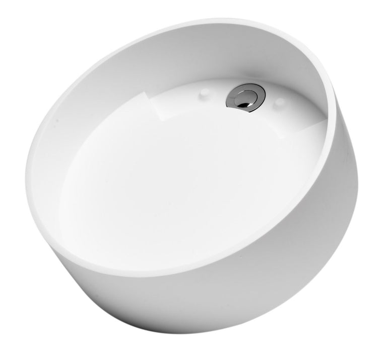 ALFI brand 15" Round White Matte Solid Surface Resin Sink ABRS15R