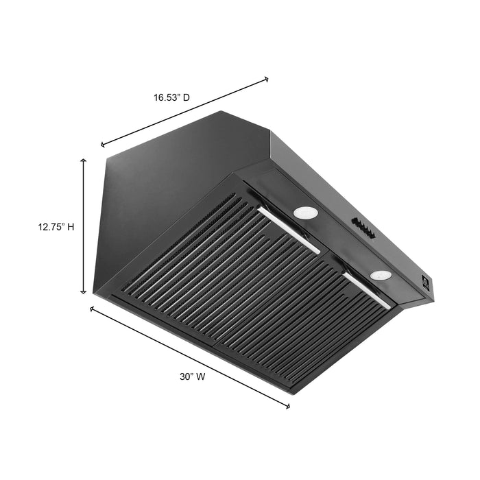 FORNO Espresso Bari 30" 400 CFM Under Cabinet Range Hood FRHUC5255-30BLK