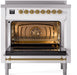 ILVE Nostalgie II 36" Electric Range, White, Brass Trim UPI366NMPWHG ILVE