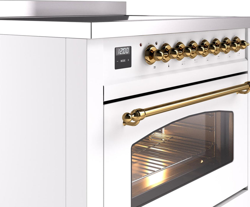 ILVE Nostalgie II 36" Electric Range, White, Brass Trim UPI366NMPWHG ILVE