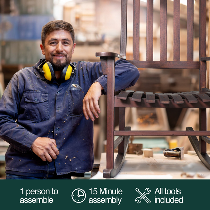 Tranquillo Oasis Wooden Rocking Chair for Patio, Porch, or Indoor Use